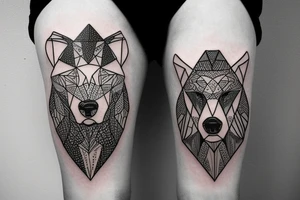Forest with geometric bear tattoo idea