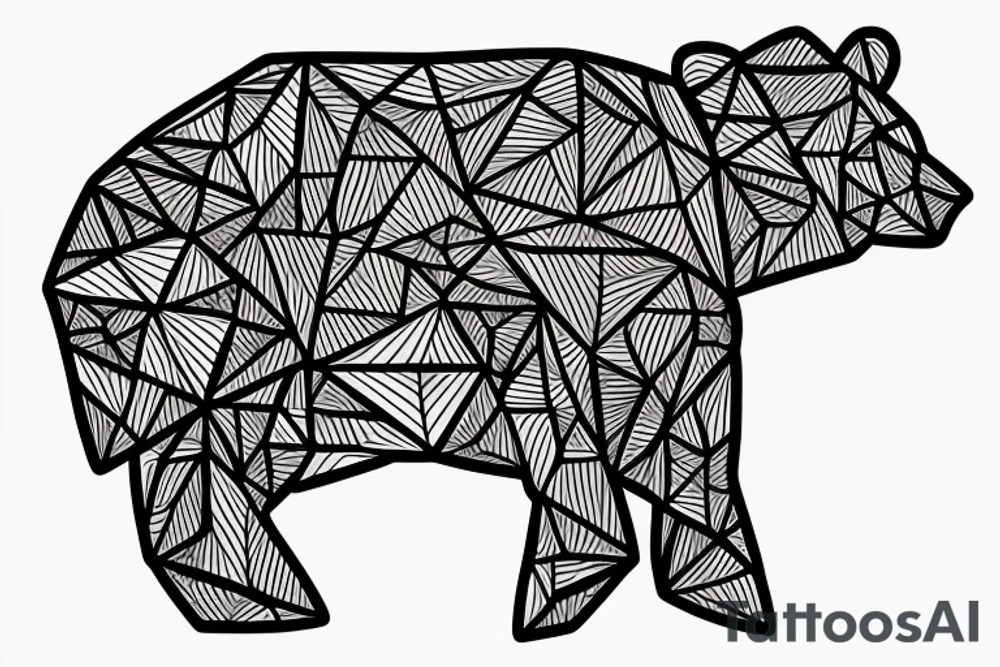 Forest with geometric bear tattoo idea