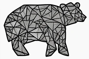 Forest with geometric bear tattoo idea