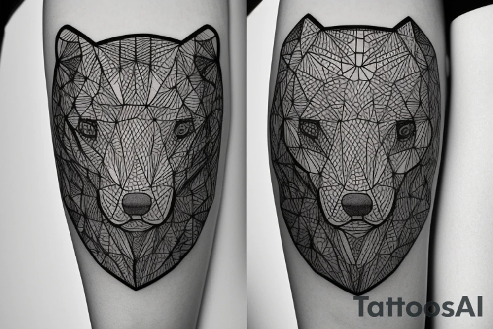 Forest with geometric bear tattoo idea