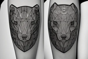 Forest with geometric bear tattoo idea