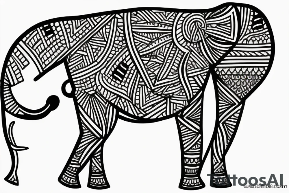 Warli elephant mental health tattoo idea