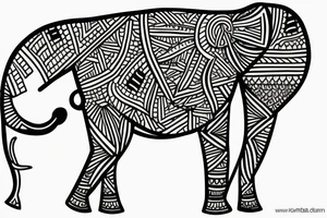 Warli elephant mental health tattoo idea