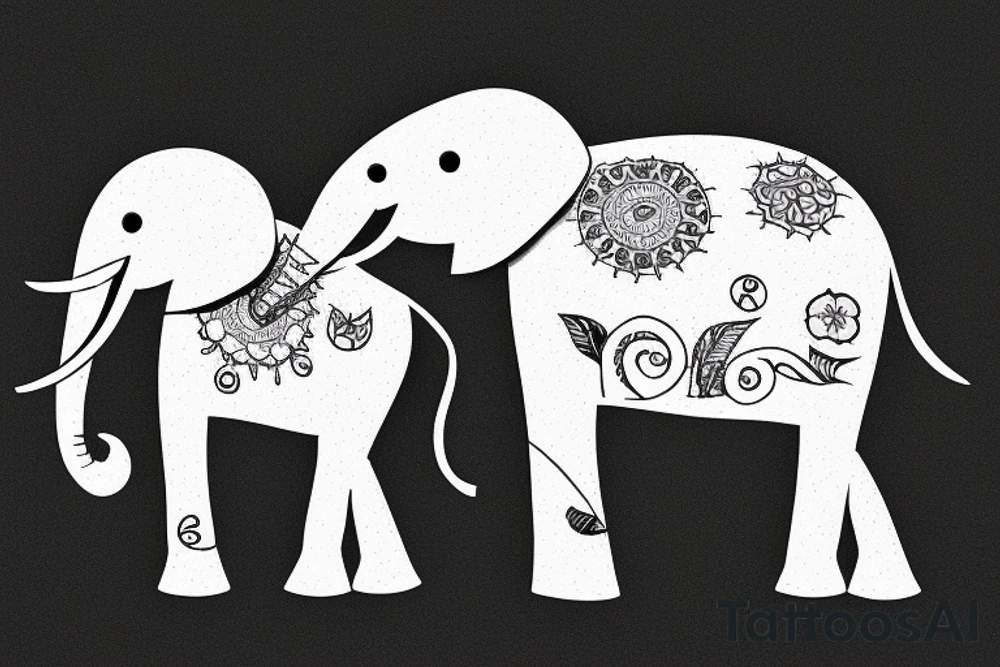 Warli elephant mental health tattoo idea