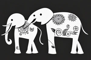 Warli elephant mental health tattoo idea