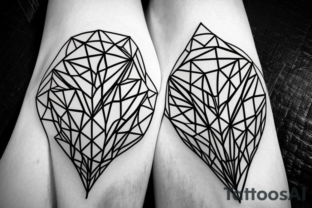Forest with geometric for leg tattoo idea