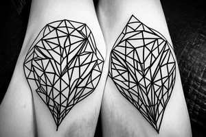 Forest with geometric for leg tattoo idea