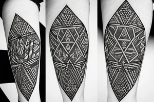 Forest with geometric for leg tattoo idea