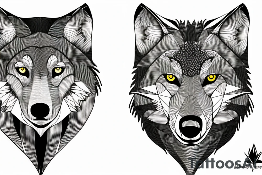 You could create a design that features a wolf standing in front of a tree or a group of trees. Use blackwork shading to create the silhouette of the trees and the wolf, with geometric patterns used to fill in the negative space. tattoo idea
