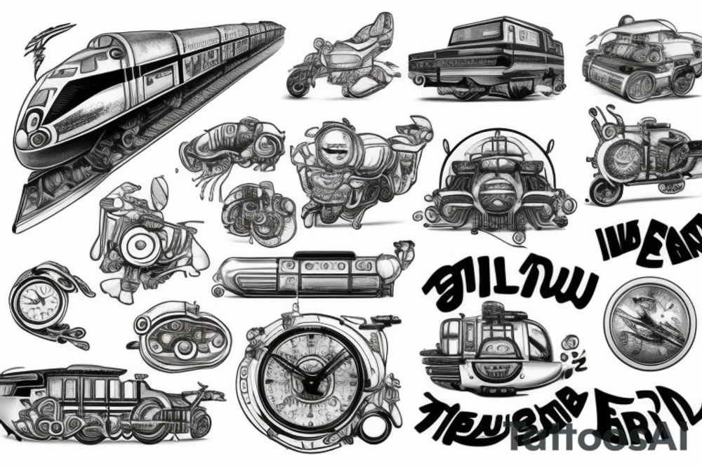 Mercury Train, Speed, Futuristic, ghibli tattoo idea