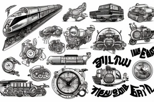 Mercury Train, Speed, Futuristic, ghibli tattoo idea