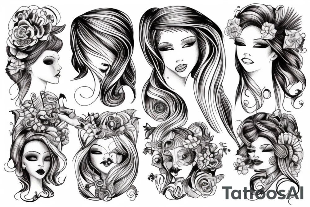 red haired beauty tattoo idea