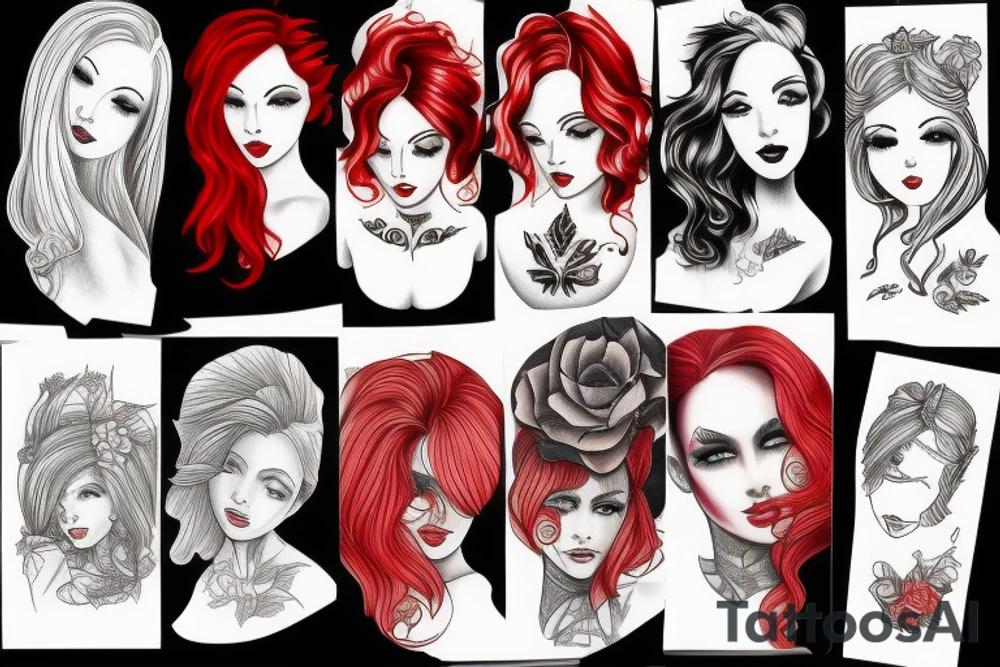 red-haired beauty tattoo idea