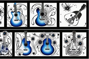 Blue guitar, loon and daisy tattoo idea