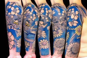 Blue guitar, duck, daisy tattoo idea