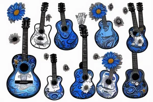 Blue guitar, duck, daisy tattoo idea