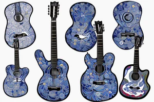 Blue guitar, duck, daisy tattoo idea