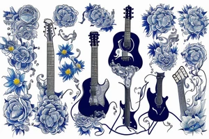 Blue guitar, daisy, loon tattoo idea