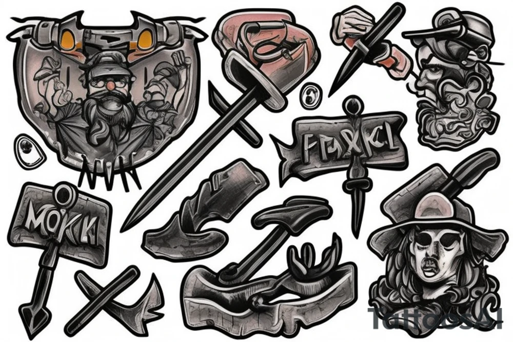 pickaxe miner tattoo idea