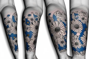 Blue guitar with daisies and loons tattoo idea