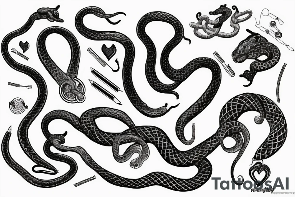 type 1 diabetes with heart and snake tattoo idea