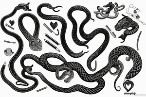 type 1 diabetes with heart and snake tattoo idea