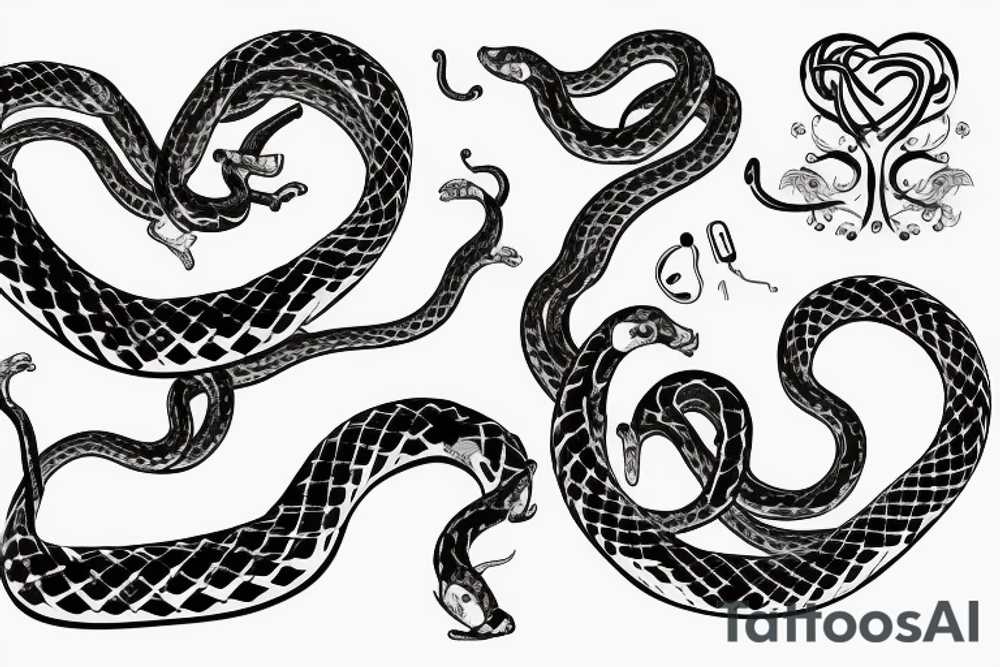 type 1 diabetes with heart and snake tattoo idea