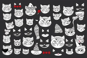 black cat with a funny hat and sweater tattoo idea