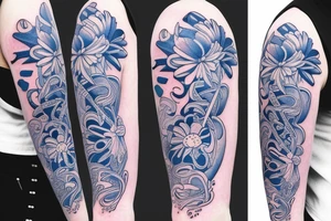 Blue guitar with daisy and loon tattoo idea