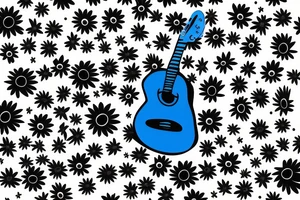 Blue guitar with daisy and loon tattoo idea