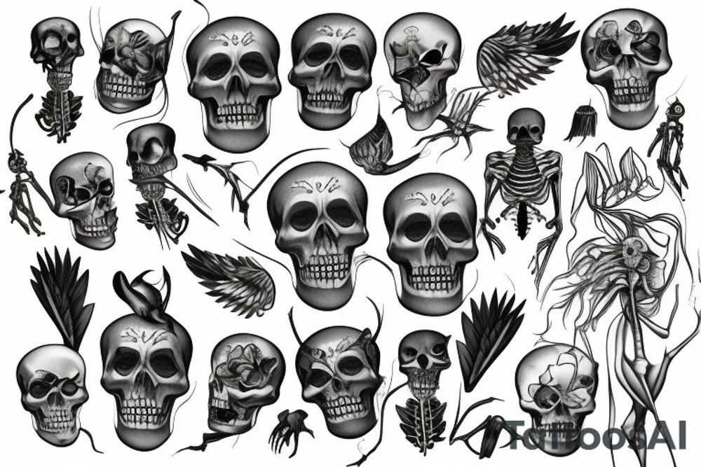 canary skeleton tattoo idea