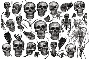 canary skeleton tattoo idea