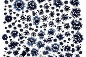 Blue guitar, daisy, loon tattoo idea