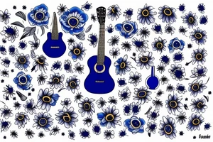 Blue guitar, daisy, loon tattoo idea