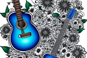 Blue guitar, daisy, loon tattoo idea