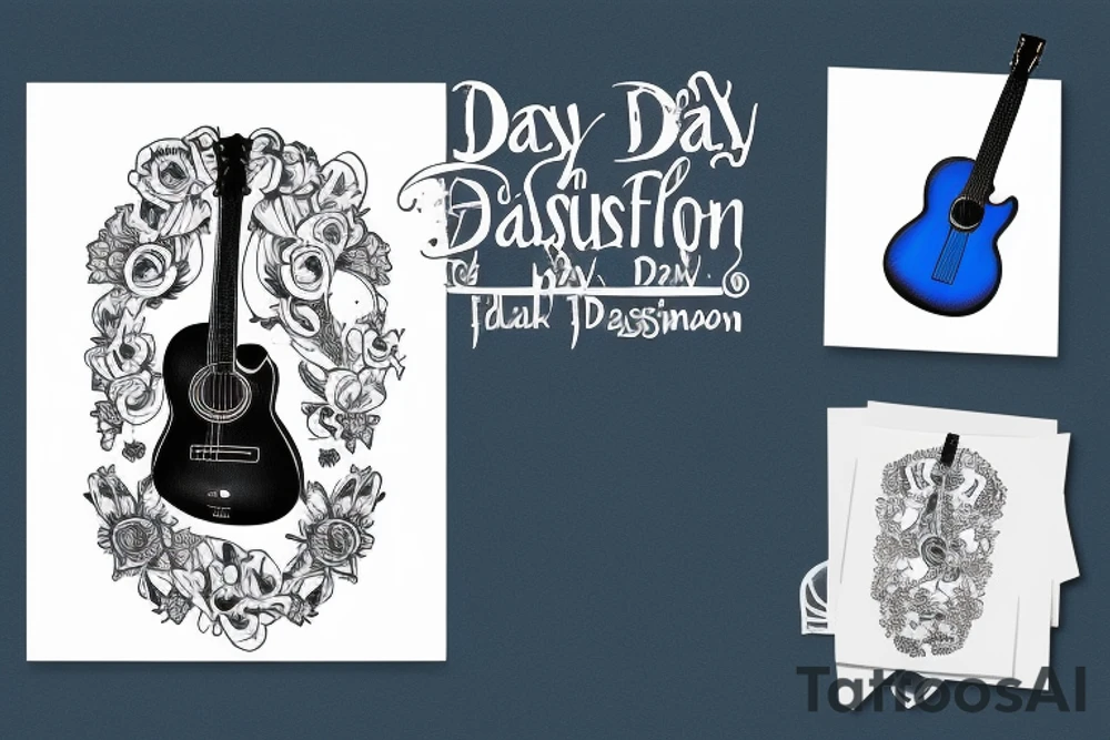Blue guitar, daisy, loon tattoo idea