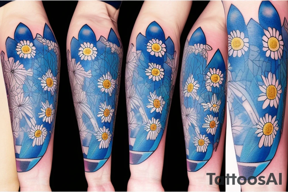 Blue guitar, daisy, loon tattoo idea