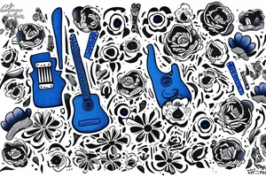 Blue guitar, daisy, loon tattoo idea