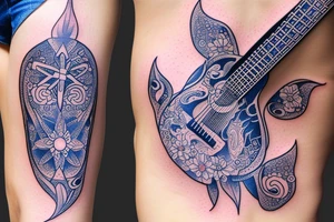 Blue guitar, daisy, loon tattoo idea