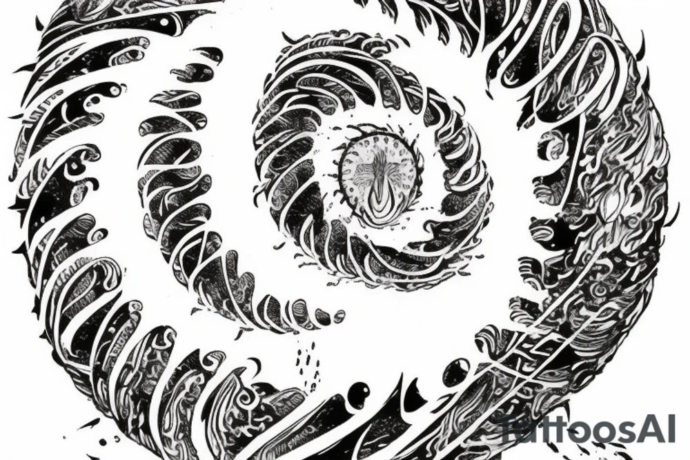 Forearm tattoo with the words "vi veri veniversum vivus vici" spiraling out of the center of a galaxy. tattoo idea