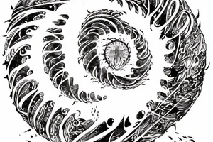 Forearm tattoo with the words "vi veri veniversum vivus vici" spiraling out of the center of a galaxy. tattoo idea