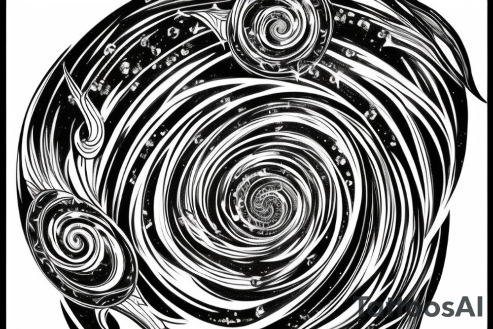 Forearm tattoo with the words "vi veri veniversum vivus vici" spiraling out of the center of a galaxy. tattoo idea