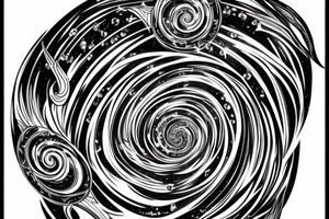 Forearm tattoo with the words "vi veri veniversum vivus vici" spiraling out of the center of a galaxy. tattoo idea