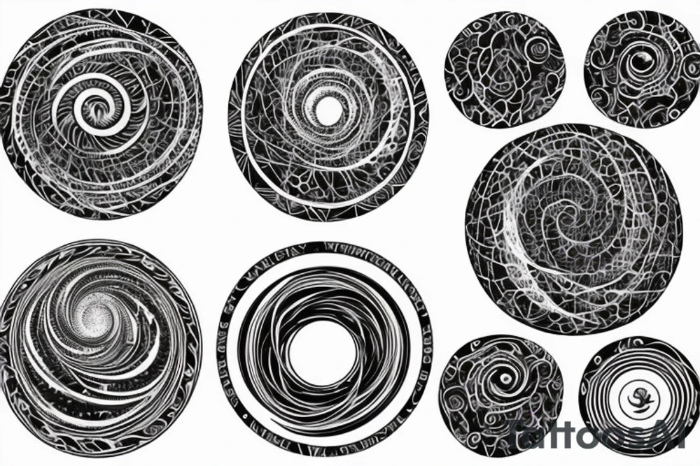 the words "vi veri veniversum vivus vici" spiraling out of the center of a galaxy. tattoo idea