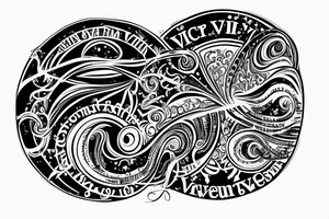 the words "vi veri veniversum vivus vici" spiraling out of the center of a galaxy. tattoo idea