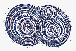 the words "vi veri veniversum vivus vici" spiraling out of the center of a galaxy. Focus on the words. Use only shades of blue. tattoo idea