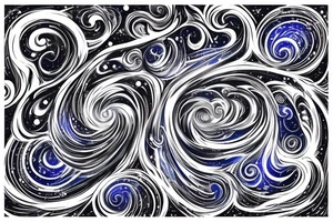the words "vi veri veniversum vivus vici" spiraling out of the center of a galaxy. Focus on the words. Use only shades of blue. tattoo idea