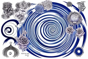 Start with the phrase vi veri veniversum vivus vici. Then make that spiral out of the center of the universe. Make the words prominent. Use only shades of blue. tattoo idea