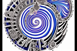 Start with the phrase vi veri veniversum vivus vici. Then make that spiral out of the center of the universe. Make the words prominent. Use only shades of blue. tattoo idea