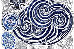 Start with the phrase vi veri veniversum vivus vici. Then make that spiral out of the center of the universe. Make the words prominent. Use only shades of blue. tattoo idea